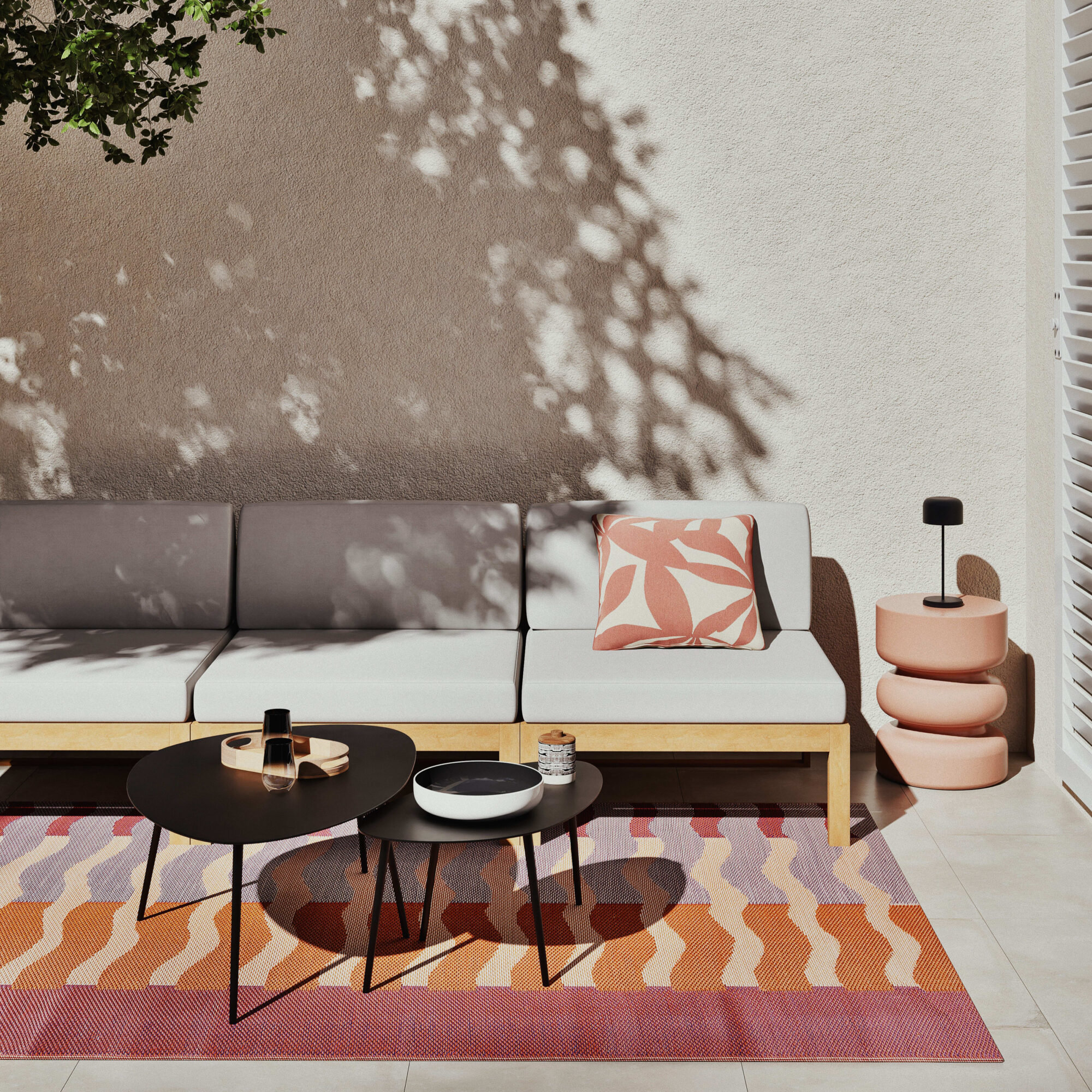 Schwarzer Beistelltisch für den Garten/Outdoor 2-teilig Lumpa aus Metall in moderner schlichter Optik von Maisons du Monde