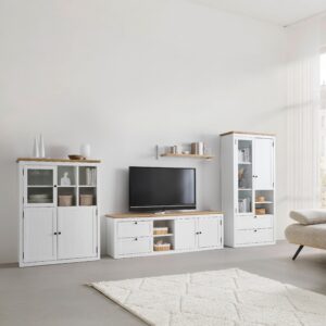 wohnli-moebel-suche-000003012402-1 Vitrine Korsika Eichefarben/Weiß Holzwerkstoff Mömax Möbel > Schränke > Vitrinen Weiß