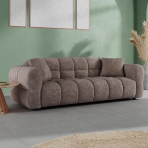 Sofa Marie Chenille Braun Holz, Textil Bessagi Home Wohnzimmermöbel Braun
