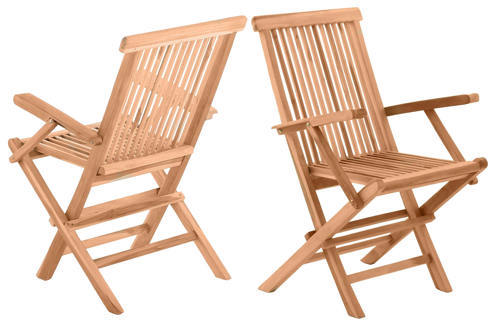 Wohnli Möbelsuche - Gartenklappsessel-Set 2-er-Set Naturfarben Teakholz