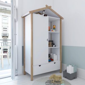 Drehtürenschrank Weiß/Naturfarben Holz, Holzwerkstoff Livetastic Möbel > Schränke > Kleiderschränke > Drehtürenschränke Braun