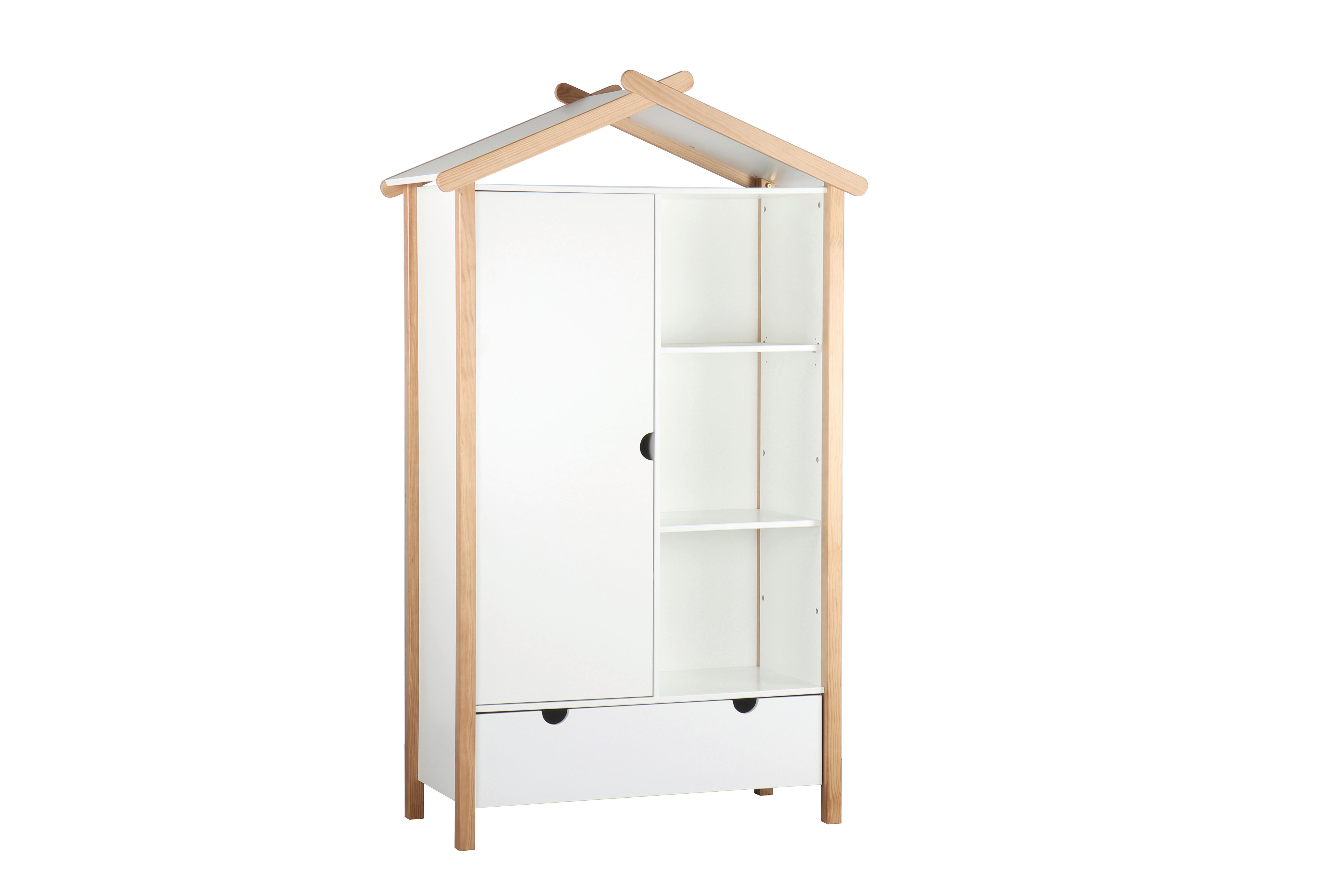 Wohnli Möbelsuche - Drehtürenschrank Weiß/Naturfarben