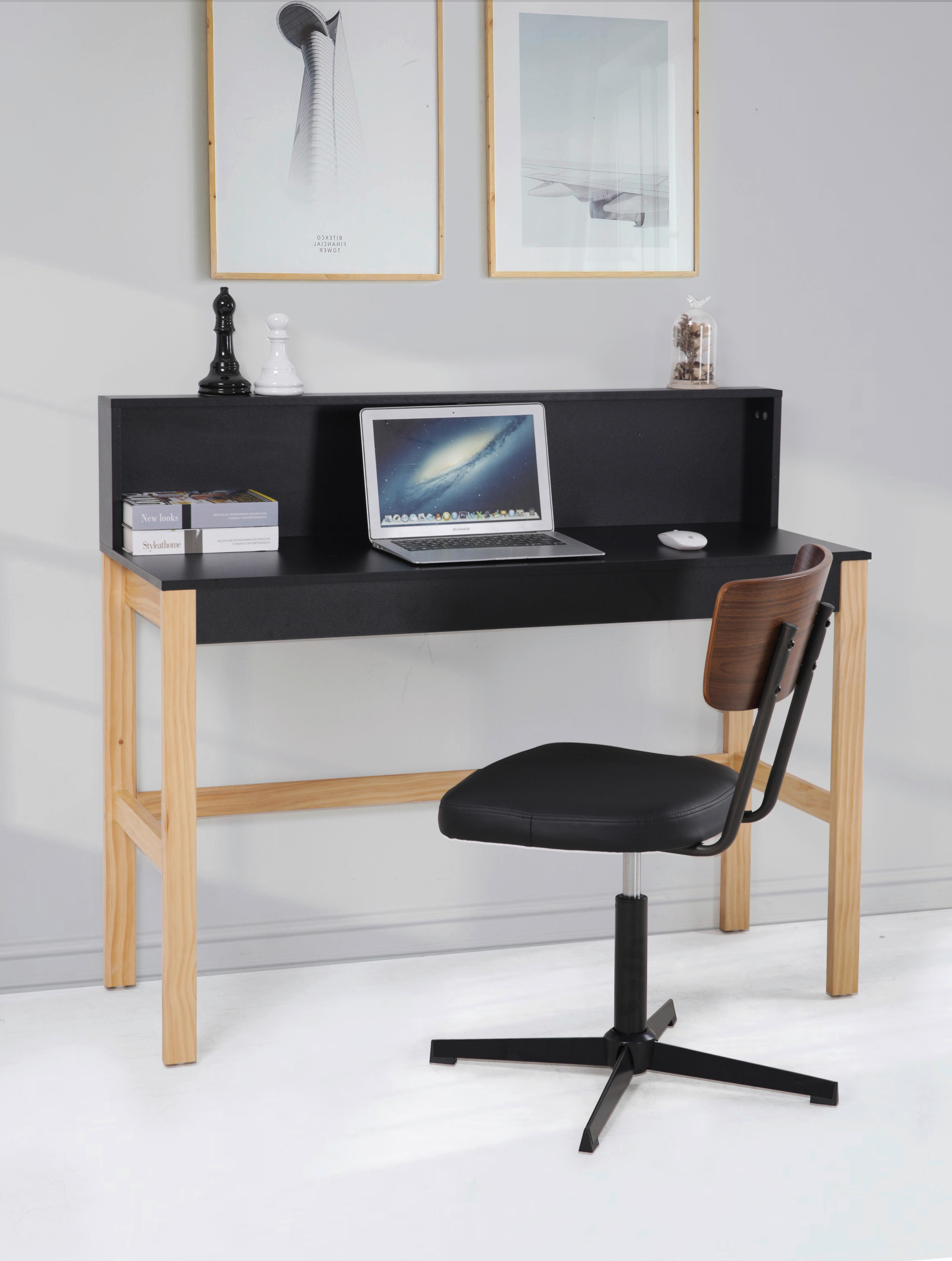 Schreibtisch inkl. Aufsatz Naturfarben/Schwarz Holz, Holzwerkstoff Livetastic Möbel > Tische > Schreibtische > Schreibtische Braun