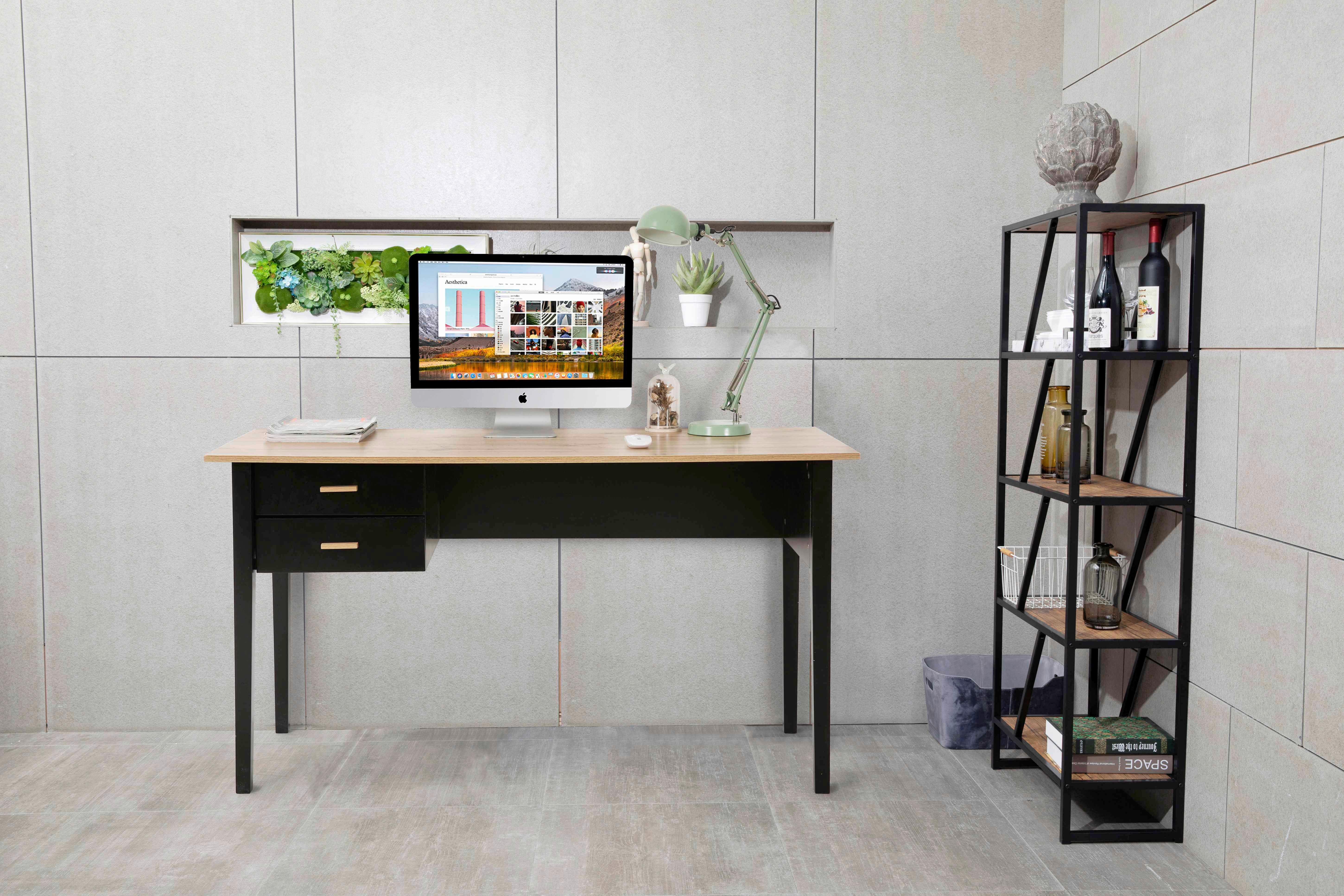 Schreibtisch mit 2 Schubladen Naturfarben/Schwarz Holz, Holzwerkstoff Livetastic Möbel > Tische > Schreibtische > Schreibtische Braun