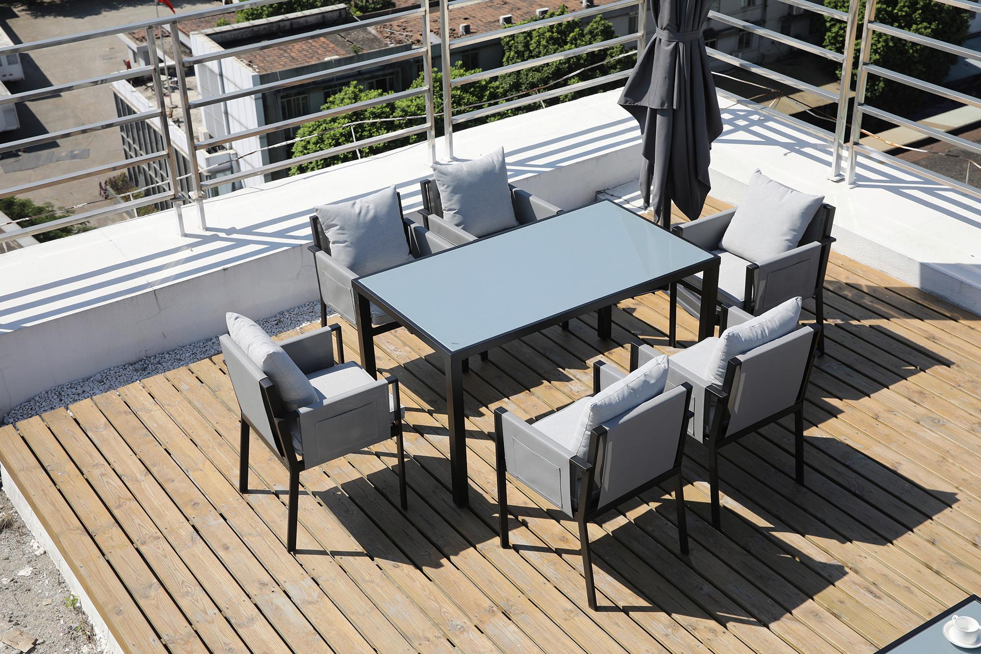 wohnli-moebel-suche-00002N006802 Wohnli Möbelsuche - Gartentischgruppe 7-tlg. Grau/Schwarz