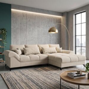 Ecksofa Noah Beige Textil, Holzwerkstoff Based Möbel > Sofas & Couches > Wohnlandschaften > Ecksofas Beige