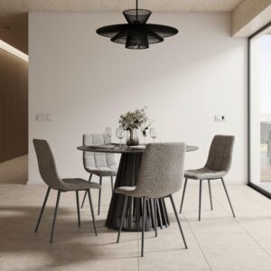 Stuhl Ria Grau Mikrofaser Gepolstert Metall, Textil Bessagi Home Wohnzimmermöbel Grau