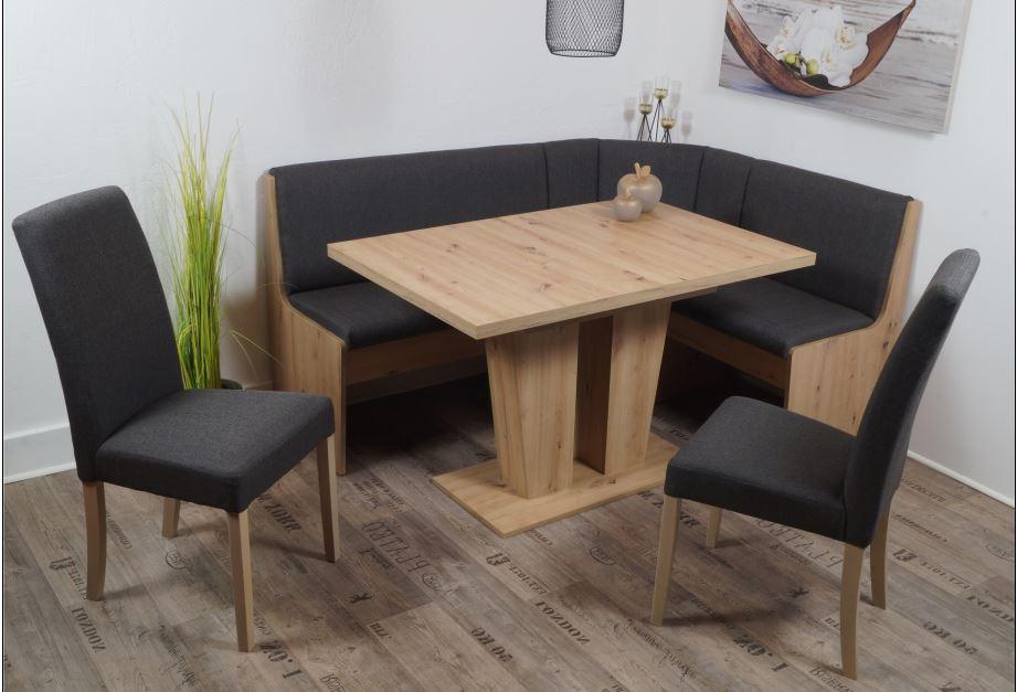 Eckbankgruppe Duisburg 4-tlg. Eiche Artisan/Grau Textil, Holzwerkstoff P & B Möbel > Bänke > Eckbänke Grau