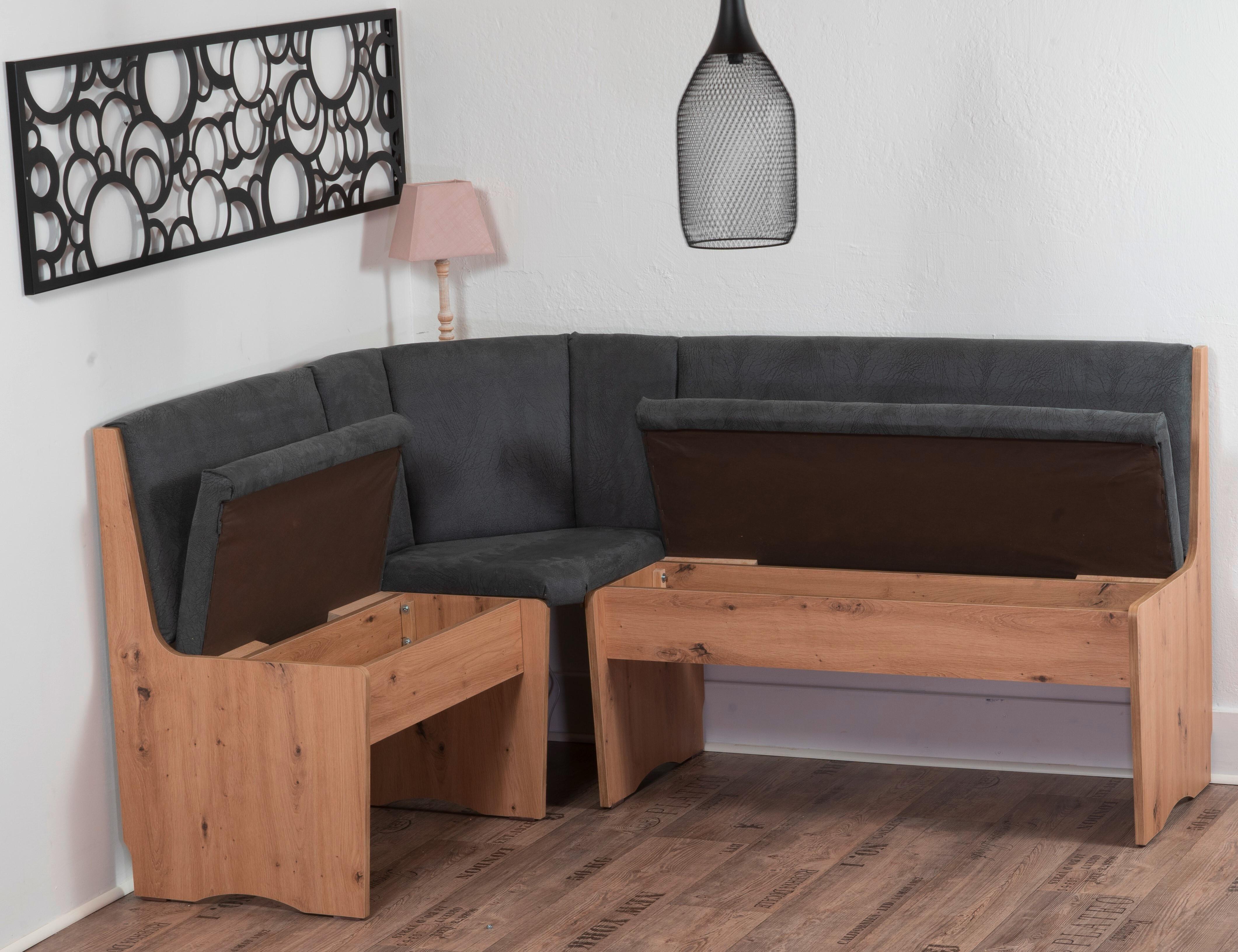 Eckbank Duisburg Grau/Eiche Artisan Textil, Holzwerkstoff P & B Möbel > Bänke > Eckbänke Grau