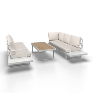 wohnli-moebel-suche-000062002001-1 Loungegarnitur Tilly Creme Metall/Outdoorstoff +Abdeckung Metall, Kunststoff, Textil Bessagi Garden Garten & Outdoor > Loungemöbel > Loungegarnituren Weiß