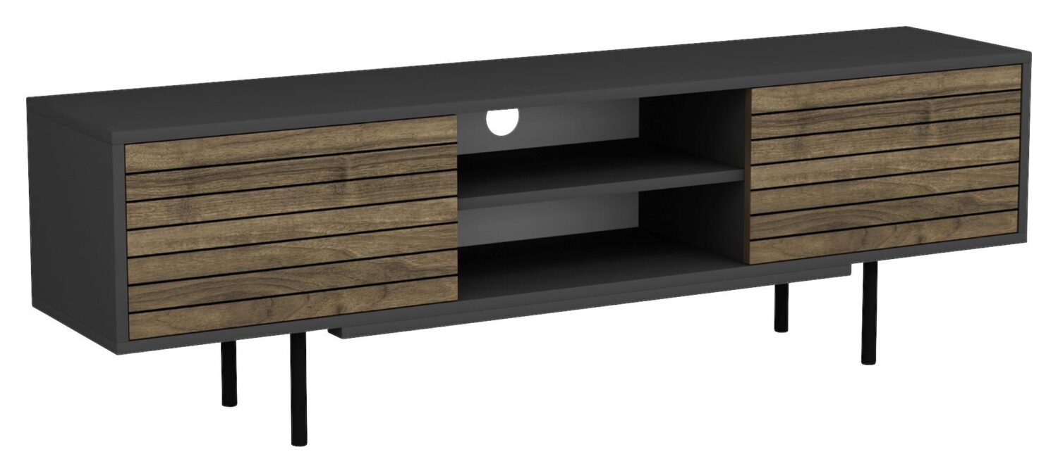 Wohnli Möbelsuche - Lowboard Apollo Anthrazit /Walnussfarben B: ca. 160 cm