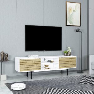 Lowboard Apollo Weiß /Walnussfarben B: ca. 160 cm Holzwerkstoff Livetastic Möbel > TV-Möbel Weiß