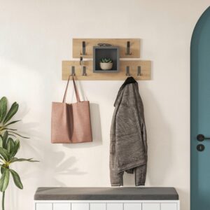 wohnli-moebel-suche-000074010301-1 Wandgarderobe Lumina ca. 68x32x13 cm Eiche/Anthr. Metall, Holzwerkstoff Livetastic Garderoben > Garderobenpaneele Anthrazit