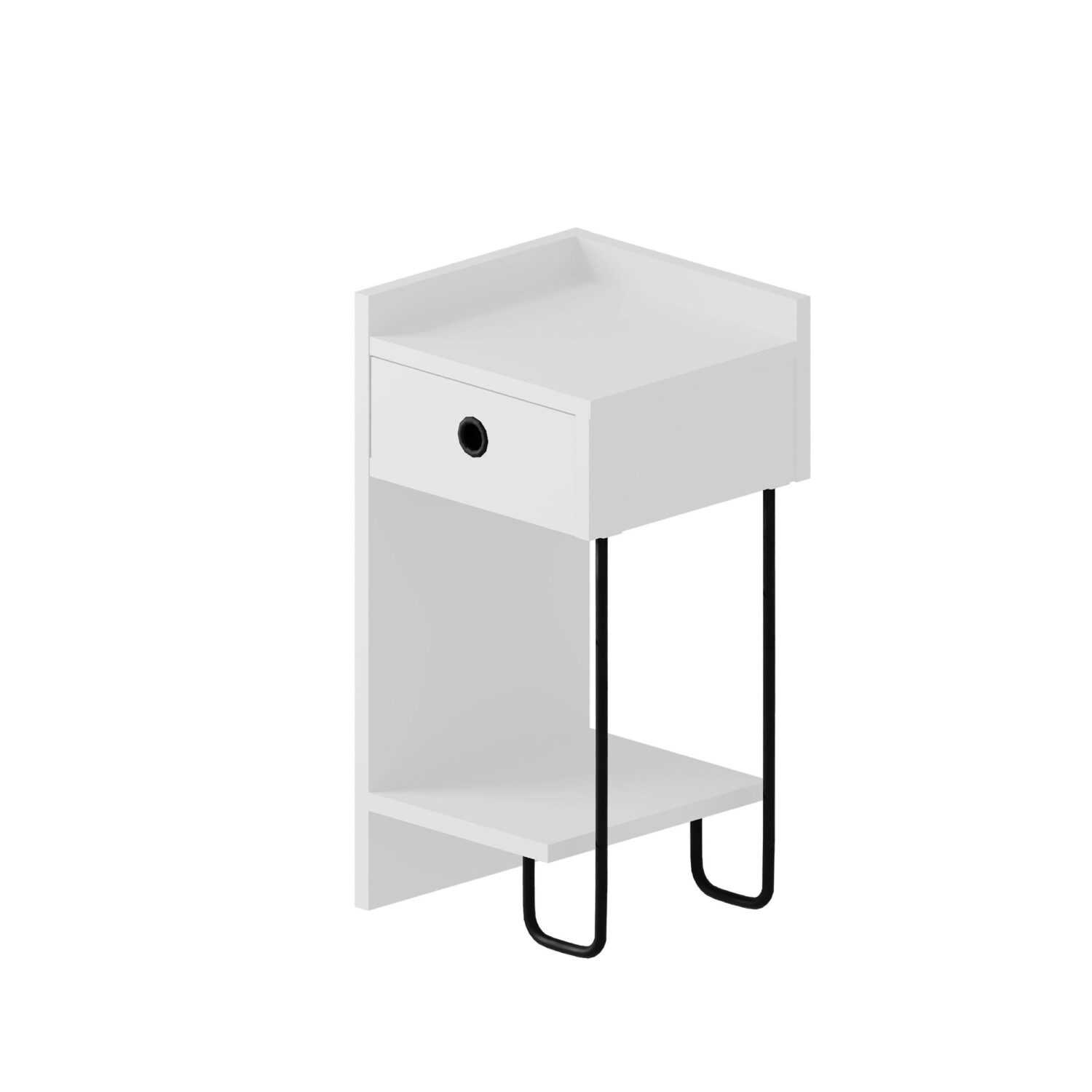 Wohnli Möbelsuche - Nachtkästchen Sirius ca. 32x30x61 cm Weiß/Schwarz