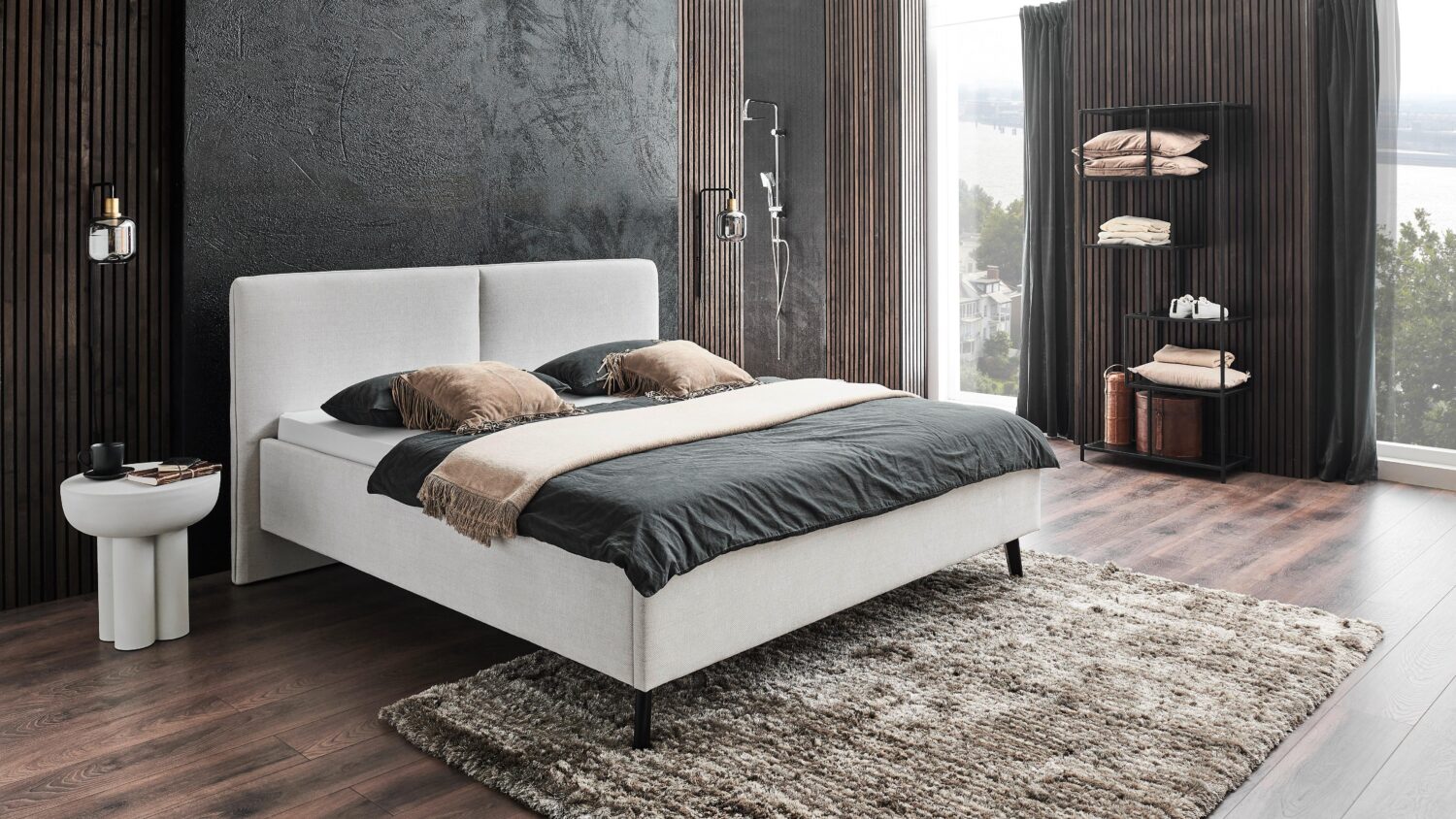 Polsterbett Palma Beige ca. 180x200cm Textil Premium Living Möbel > Betten > Doppelbetten Beige