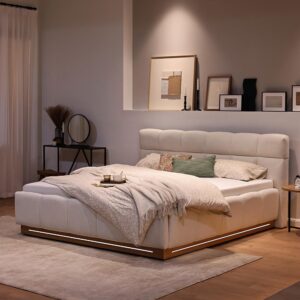 wohnli-moebel-suche-000101028002-1 Polsterbett Ascona II Creme ca. 160x200cm Textil Based Möbel > Betten > Polsterbetten Weiß
