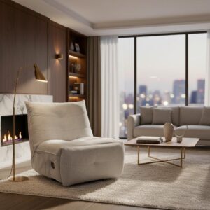wohnli-moebel-suche-000115000101-1 Sessel Alura Creme Cord Drehbar Holz, Metall, Textil Bessagi Home Möbel > Sessel > Relaxsessel Weiß