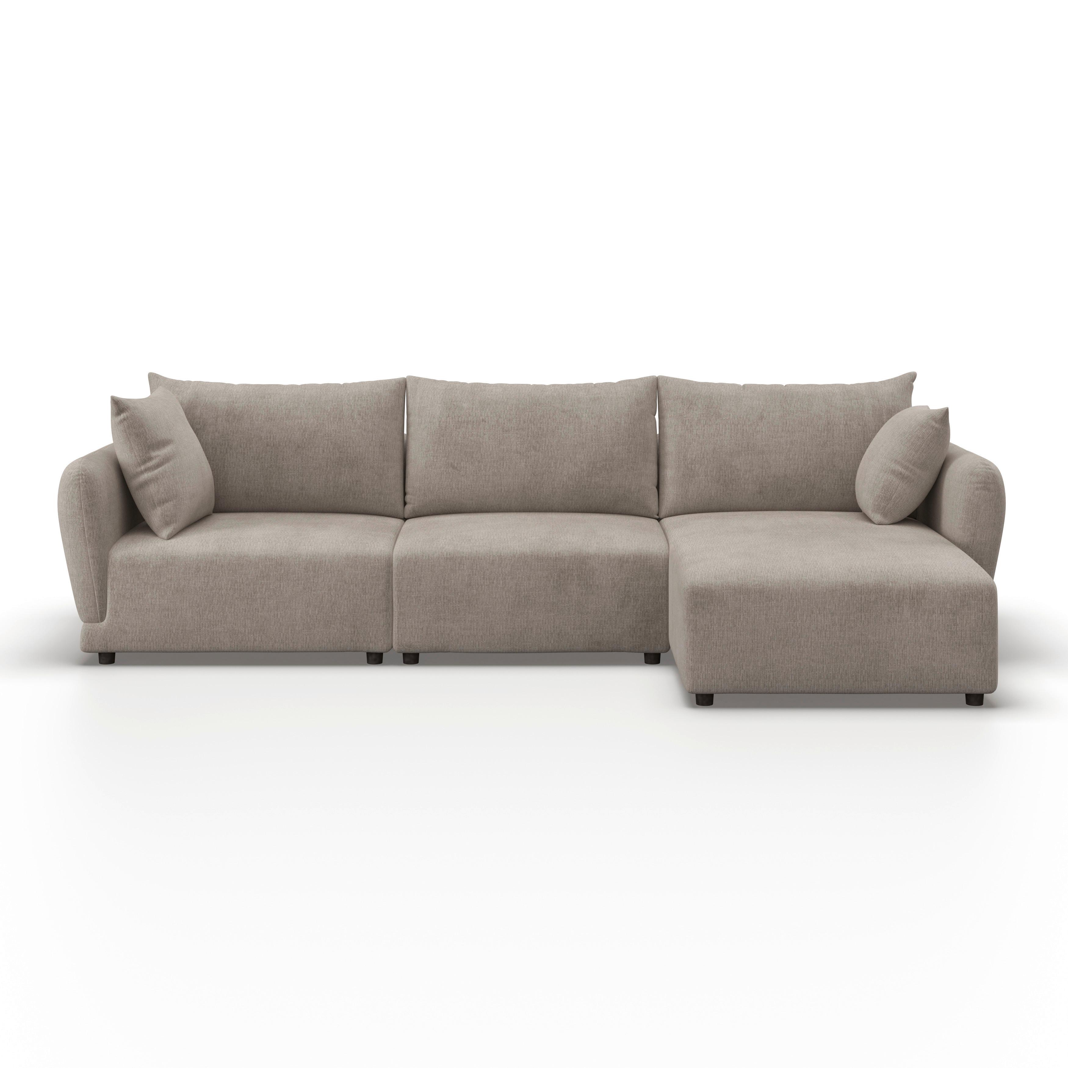 Wohnli Möbelsuche - Wohnlandschaft Nicole Beige Chenille Ottomane rechts