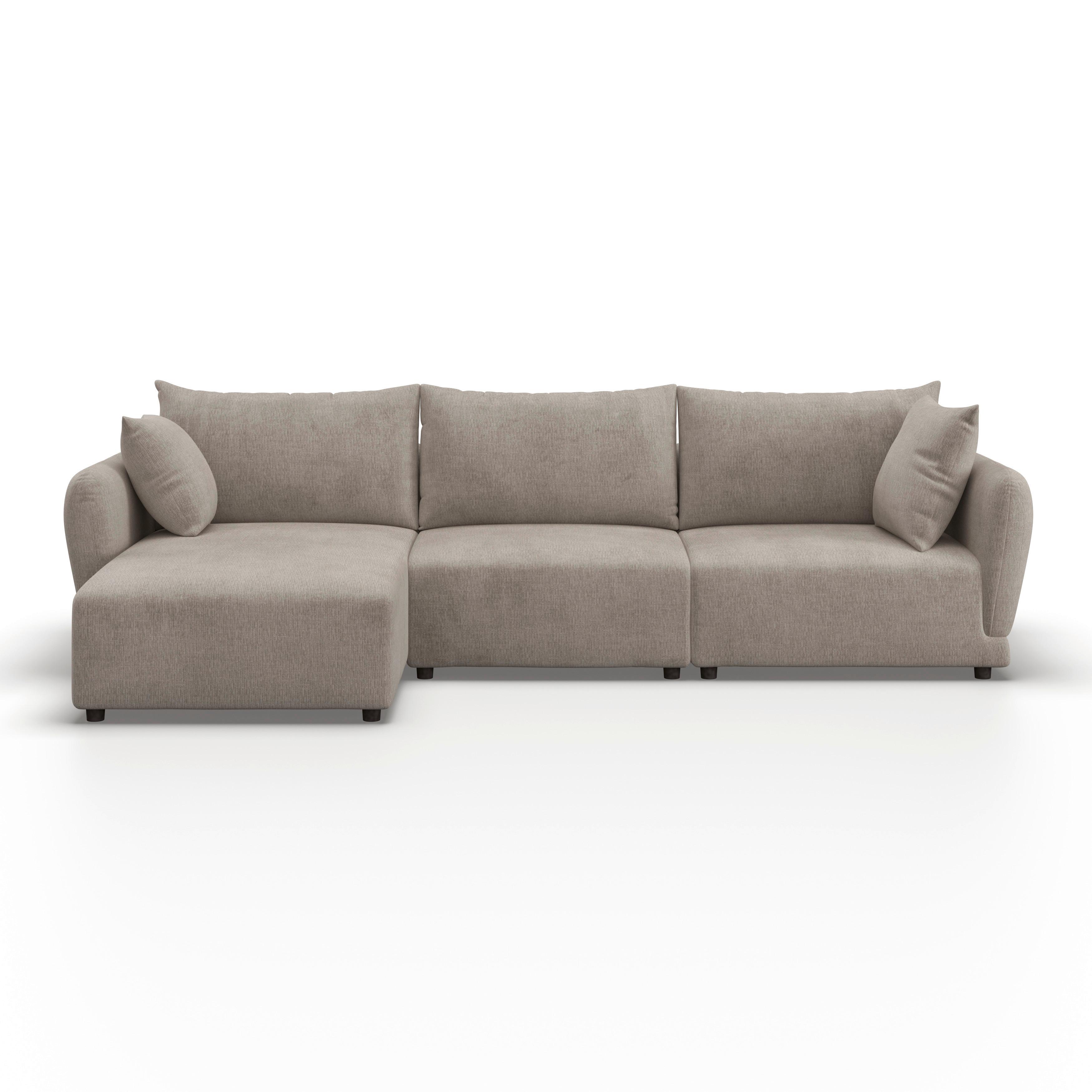 Wohnli Möbelsuche - Wohnlandschaft Nicole Beige Chenille Ottomane links