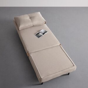 Schlafsessel Malic Beige Webstoff Metall, Textil Bessagi Home Wohnzimmermöbel Beige