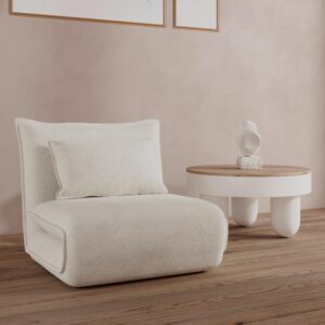 Schlafsessel Macy Bouclé Weiß Metall, Textil Bessagi Home Wohnzimmermöbel Weiß