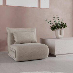 Schlafsessel Macy Bouclé Beige Metall, Textil Bessagi Home Wohnzimmermöbel Beige