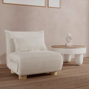 Schlafsessel Bella Bouclé Weiß Holz, Metall, Textil Bessagi Home Wohnzimmermöbel Weiß