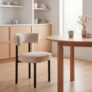Stuhl Helga Schwarz/Beige Holz, Metall, Textil Mömax Möbel > Stühle > Esszimmerstühle > Holzstühle Schwarz