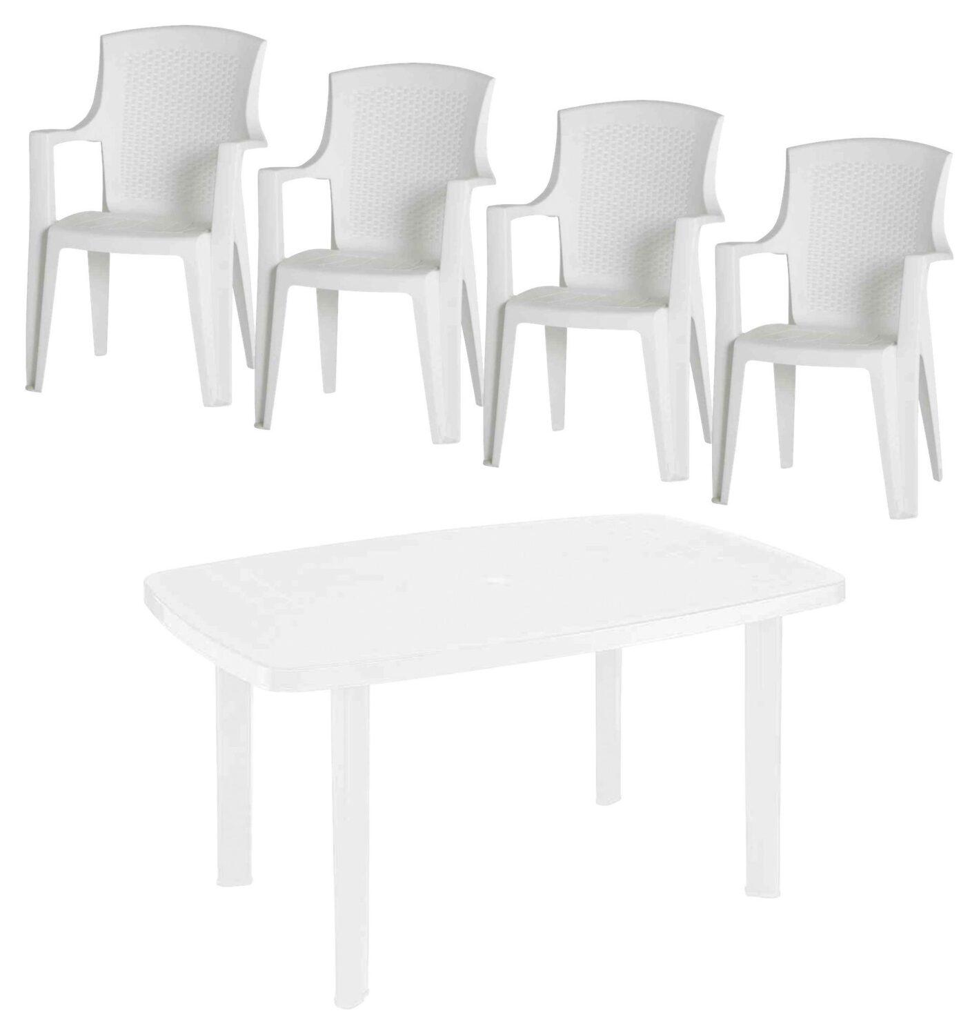 wohnli-moebel-suche-000171020205 Wohnli Möbelsuche - Gartenset Weiß Kunststoff 5-tlg.