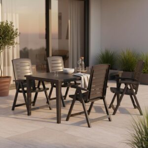 Wohnli Möbelsuche - Gartentischgruppe Aruba/Futura 5-tlg. Grau