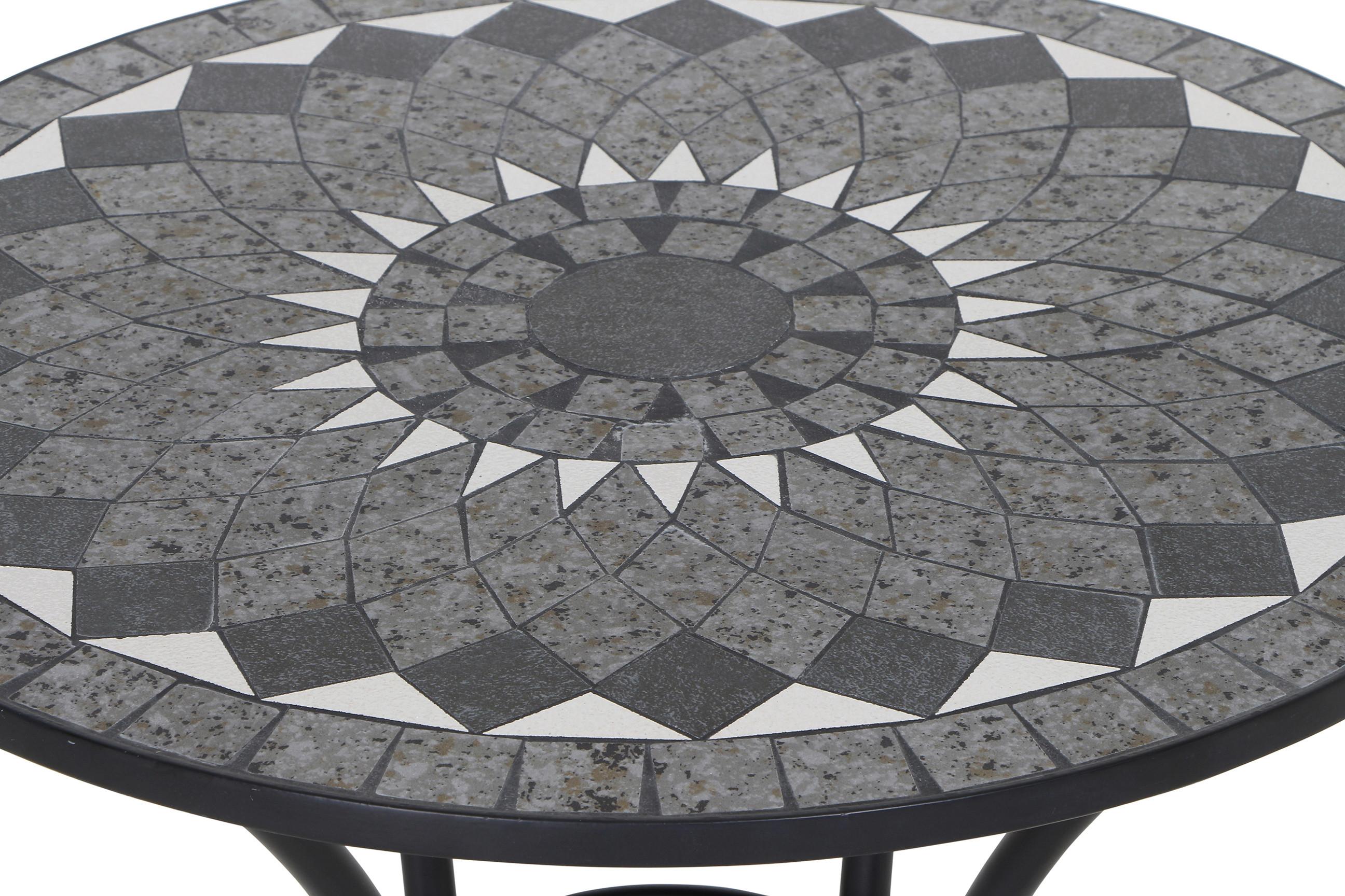 Gartentisch Mosaik ca. 60x71 cm Schwarz Metall, Keramik Siena Garden Garten & Outdoor > Gartenmöbel > Gartentische Schwarz