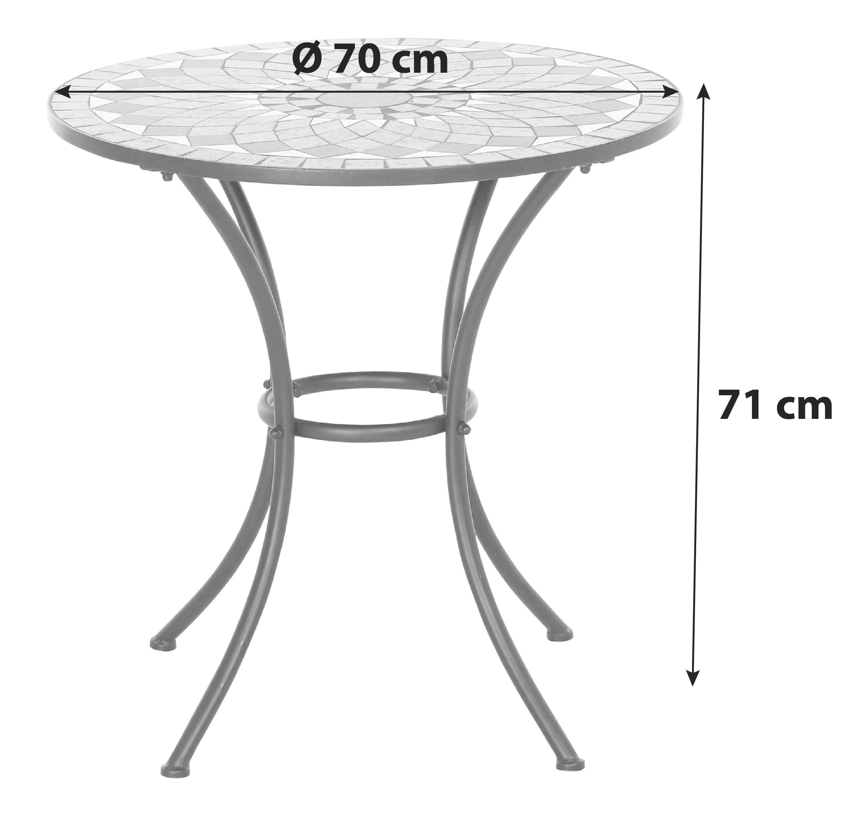 Gartentisch Mosaik ca. 70x71 cm Schwarz Metall, Keramik Siena Garden Garten & Outdoor > Gartenmöbel > Gartentische Schwarz