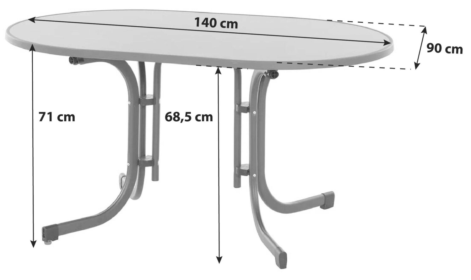 Siena Garden Gartenklapptisch ca.140x90x71cm Anthrazit Metall, Holzwerkstoff Siena Garden Garten & Outdoor > Balkonmöbel > Balkontische Anthrazit