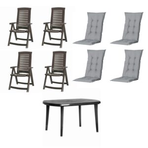 Wohnli Möbelsuche - Gartentischgruppe Aruba/Elise 9-tlg. Grau