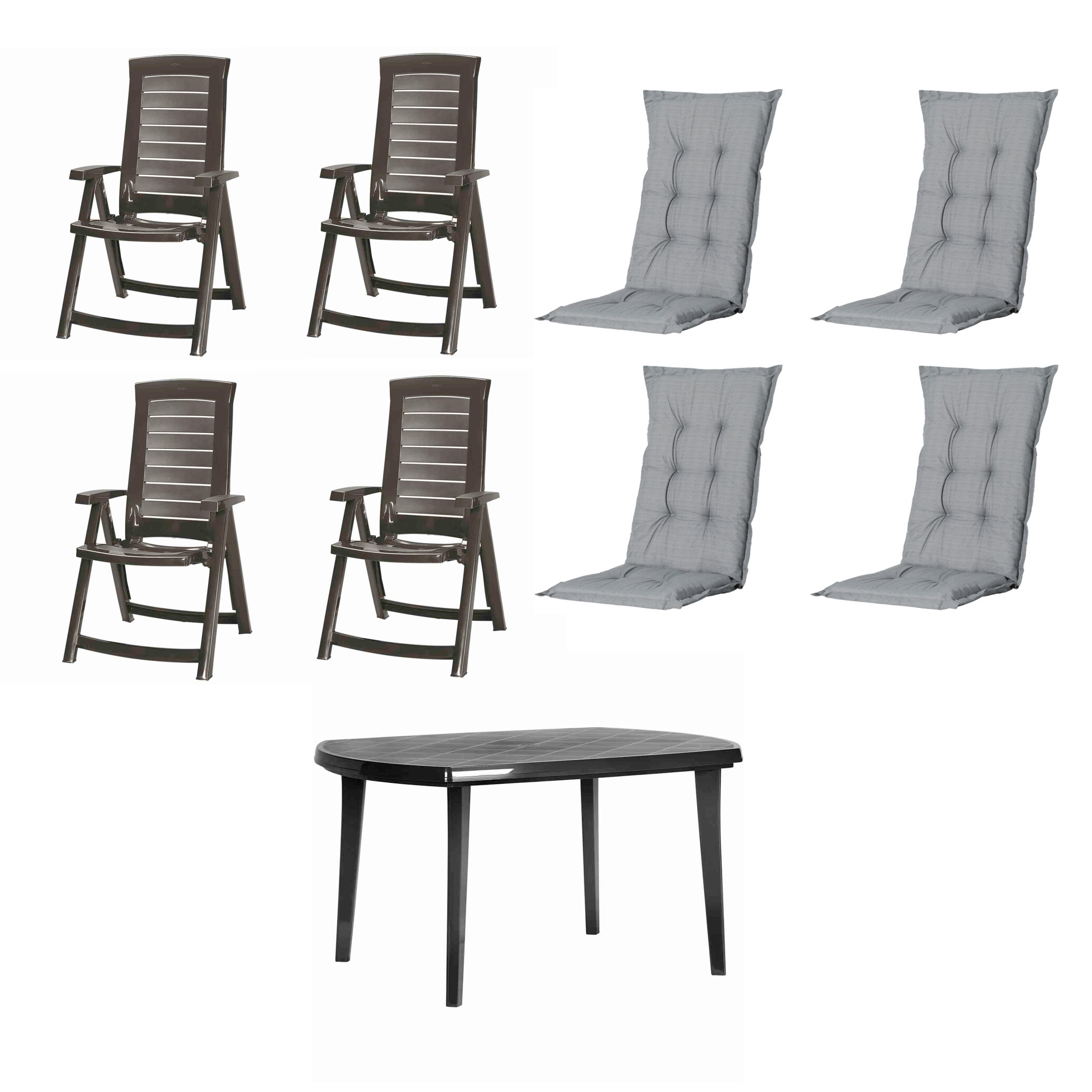 Wohnli Möbelsuche - Gartentischgruppe Aruba/Elise 9-tlg. Grau