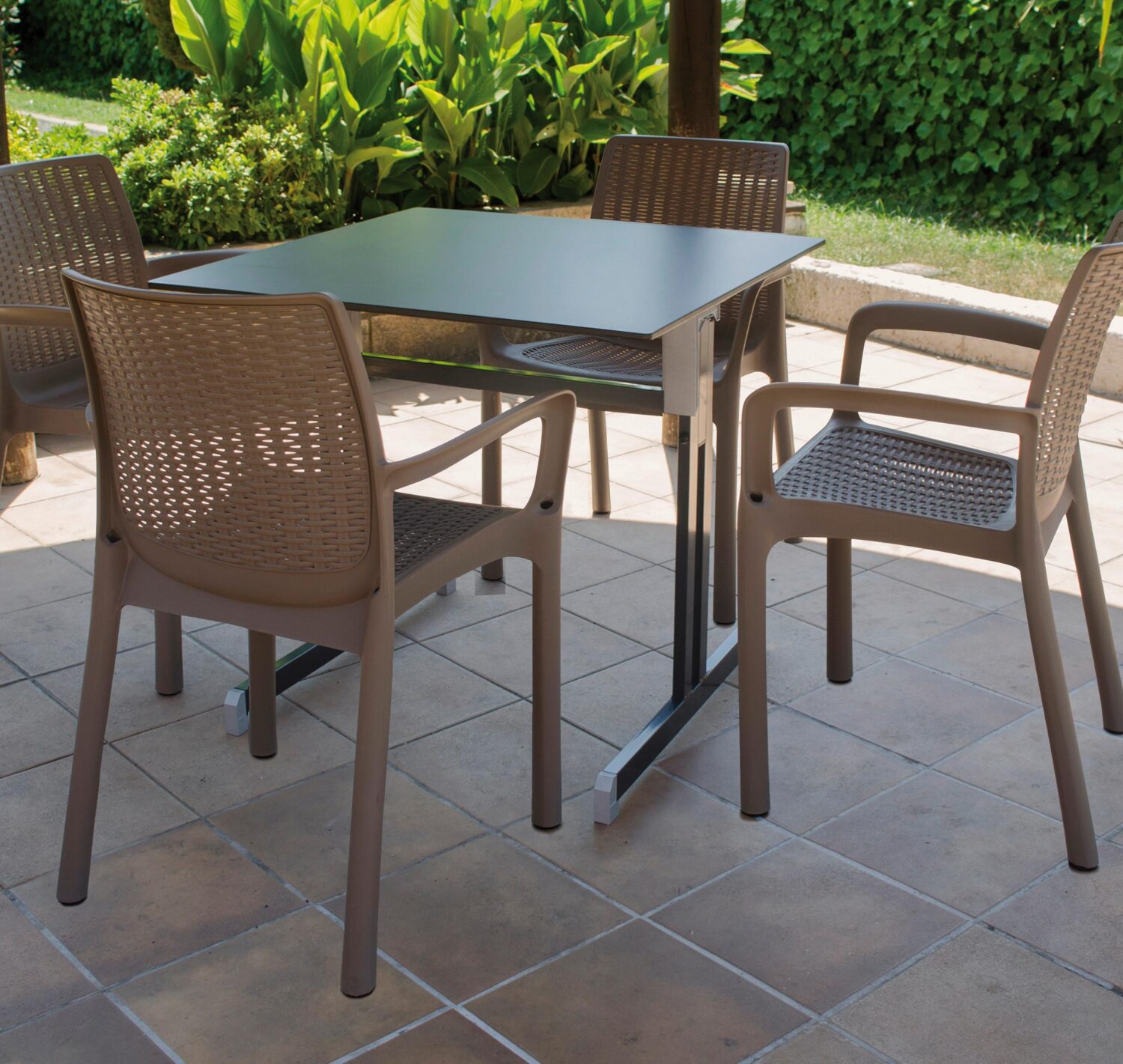 Gartentisch Anthrazit klappbar ca. 80x80x71cm Holzwerkstoff Gardenson Garten & Outdoor > Gartenmöbel > Gartentische Anthrazit