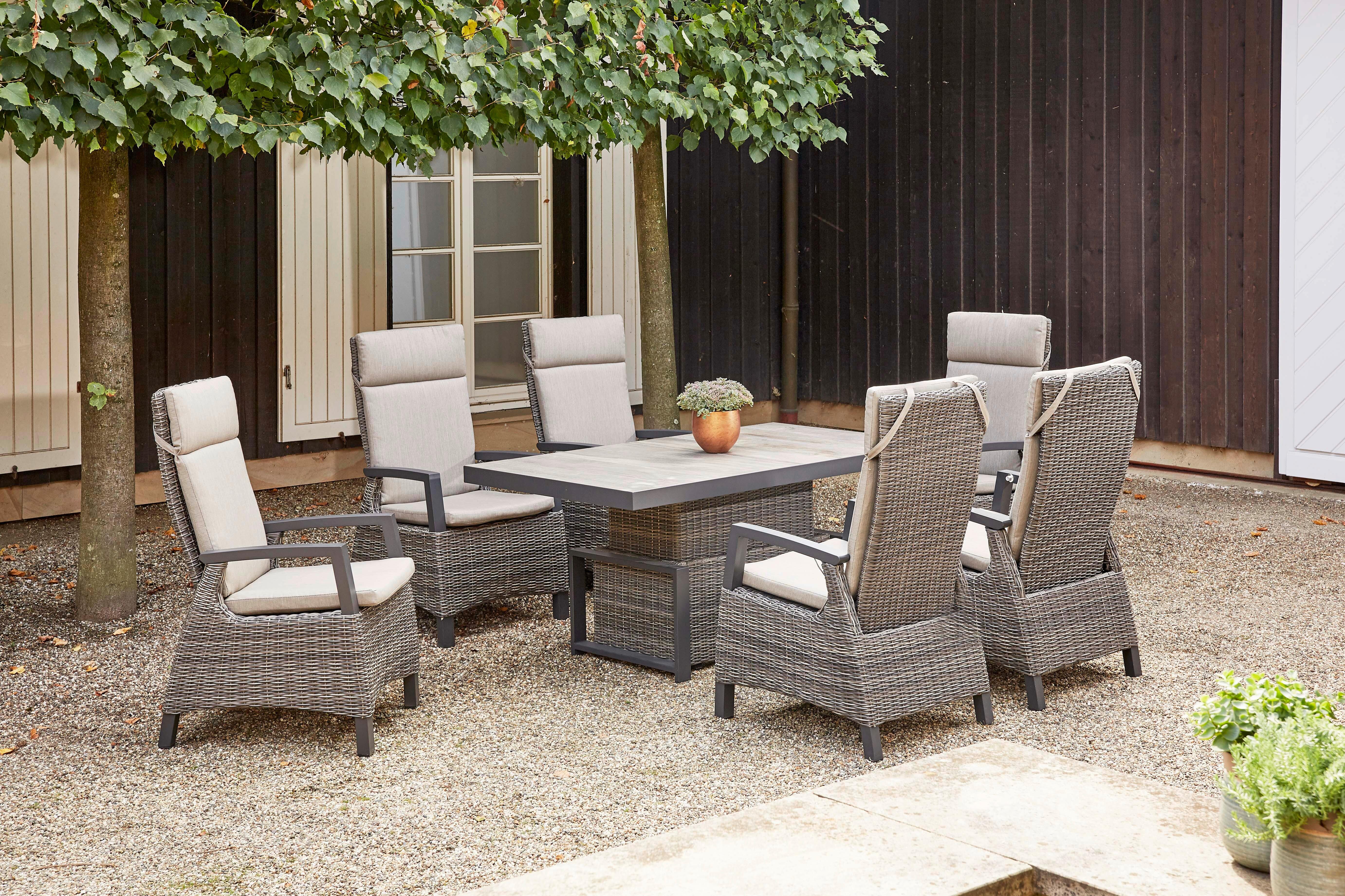 Loungegarnitur Corido 7-tlg. Grau Metall, Kunststoff, Textil, Keramik Siena Garden Garten & Outdoor > Loungemöbel > Loungegarnituren Grau