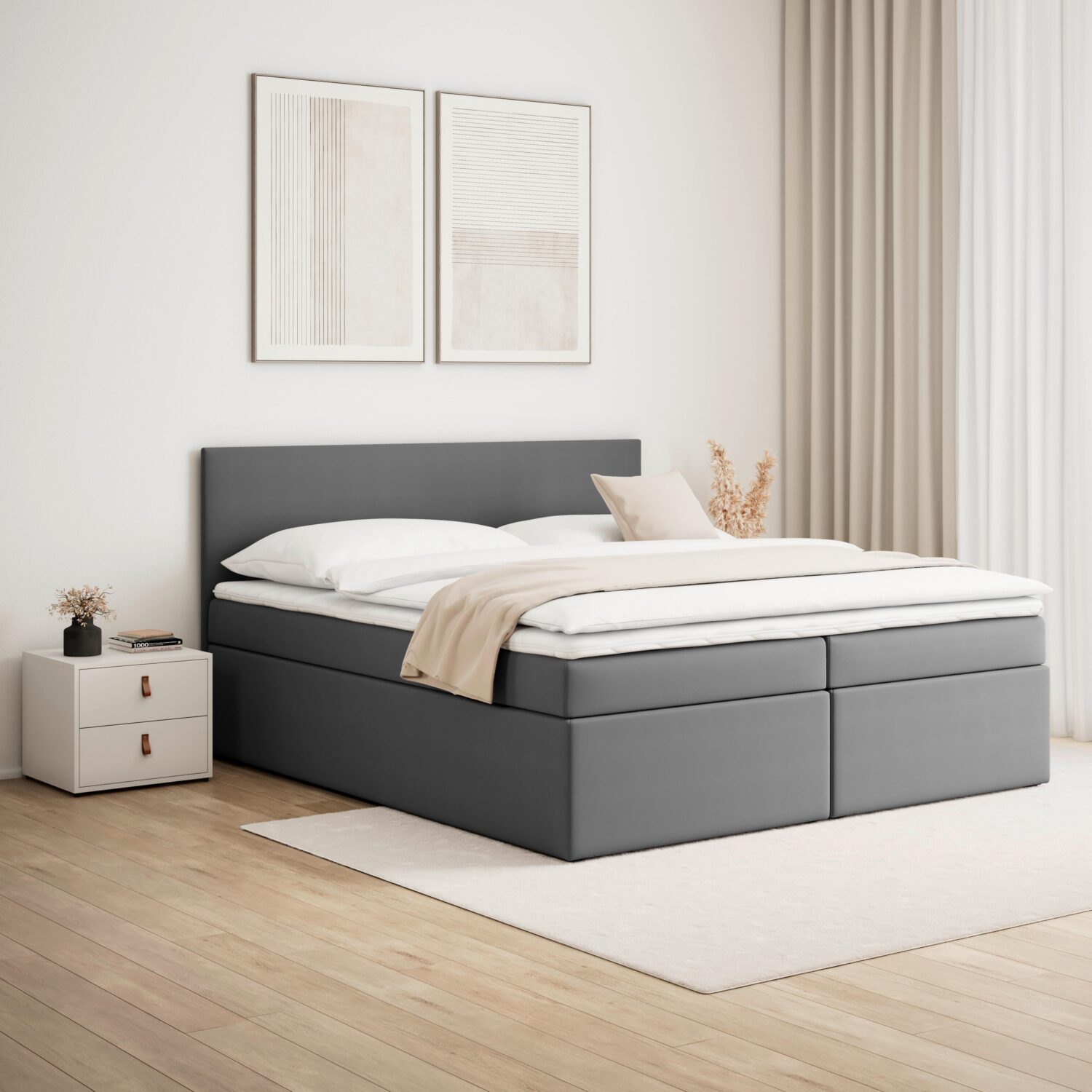 Wohnli Möbelsuche - Boxbett Lucy ca. 180x200 cm Grau mit Topper