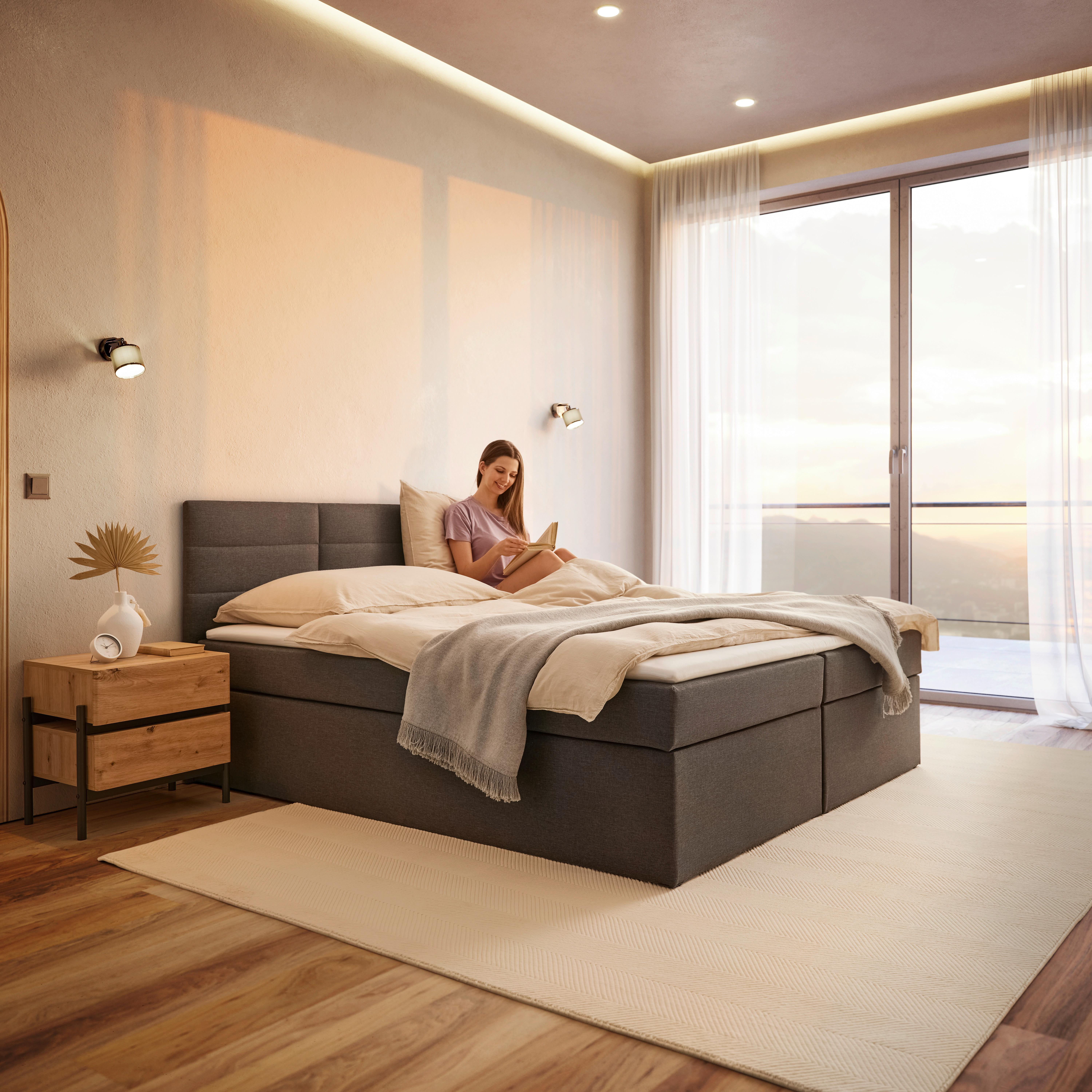 wohnli-moebel-suche-000298000103 Wohnli Möbelsuche - Boxbett Lisa Grau ca. 180x200 cm mit Topper