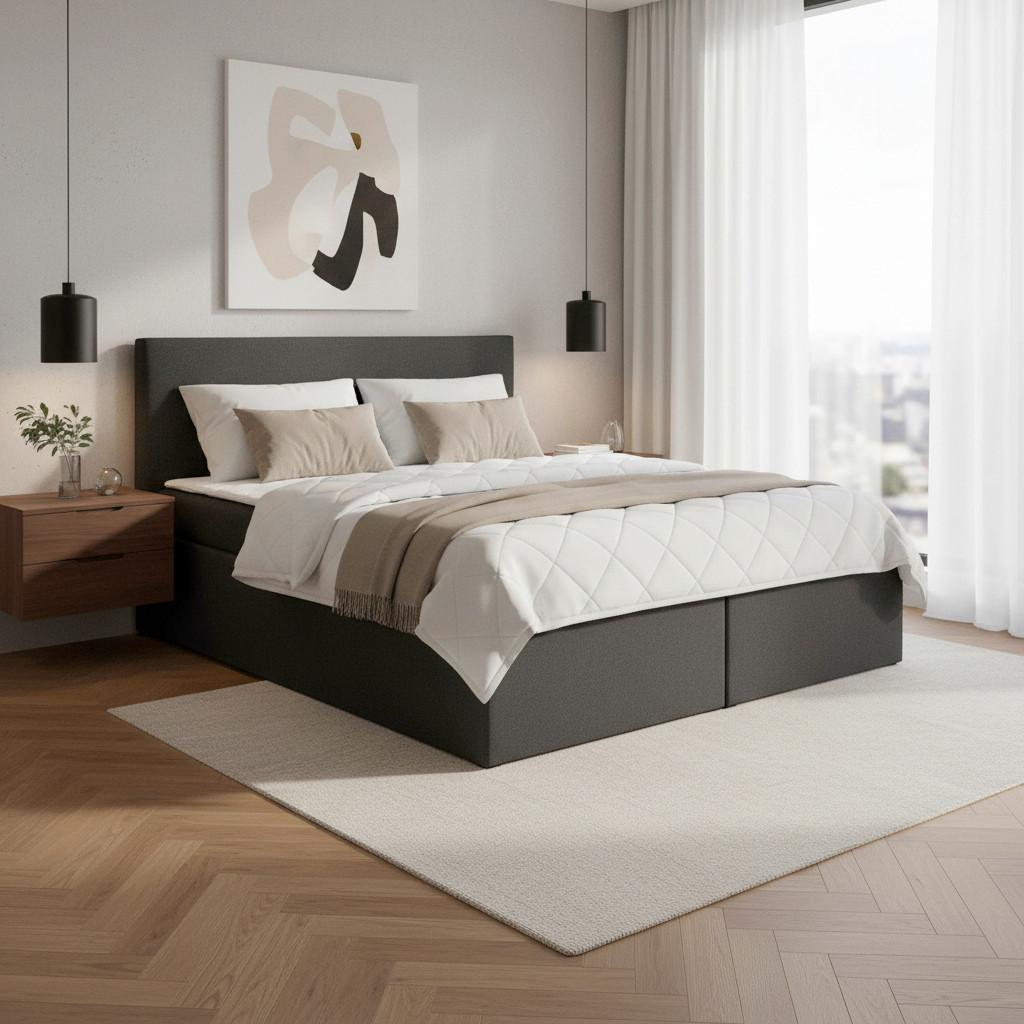 wohnli-moebel-suche-000298000106 Wohnli Möbelsuche - Boxbett Lucy 2 Dunkelgrau ca. 180x200 cm mit Topper
