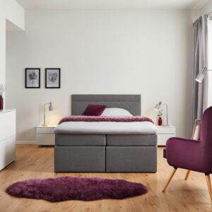 Wohnli Möbelsuche - Boxbett Rosa ca. 140x200 cm Grau mit Topper