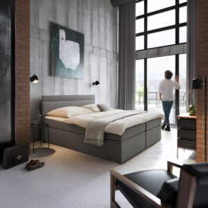 Wohnli Möbelsuche - Boxbett Rosa ca. 180x200 cm Grau mit Topper