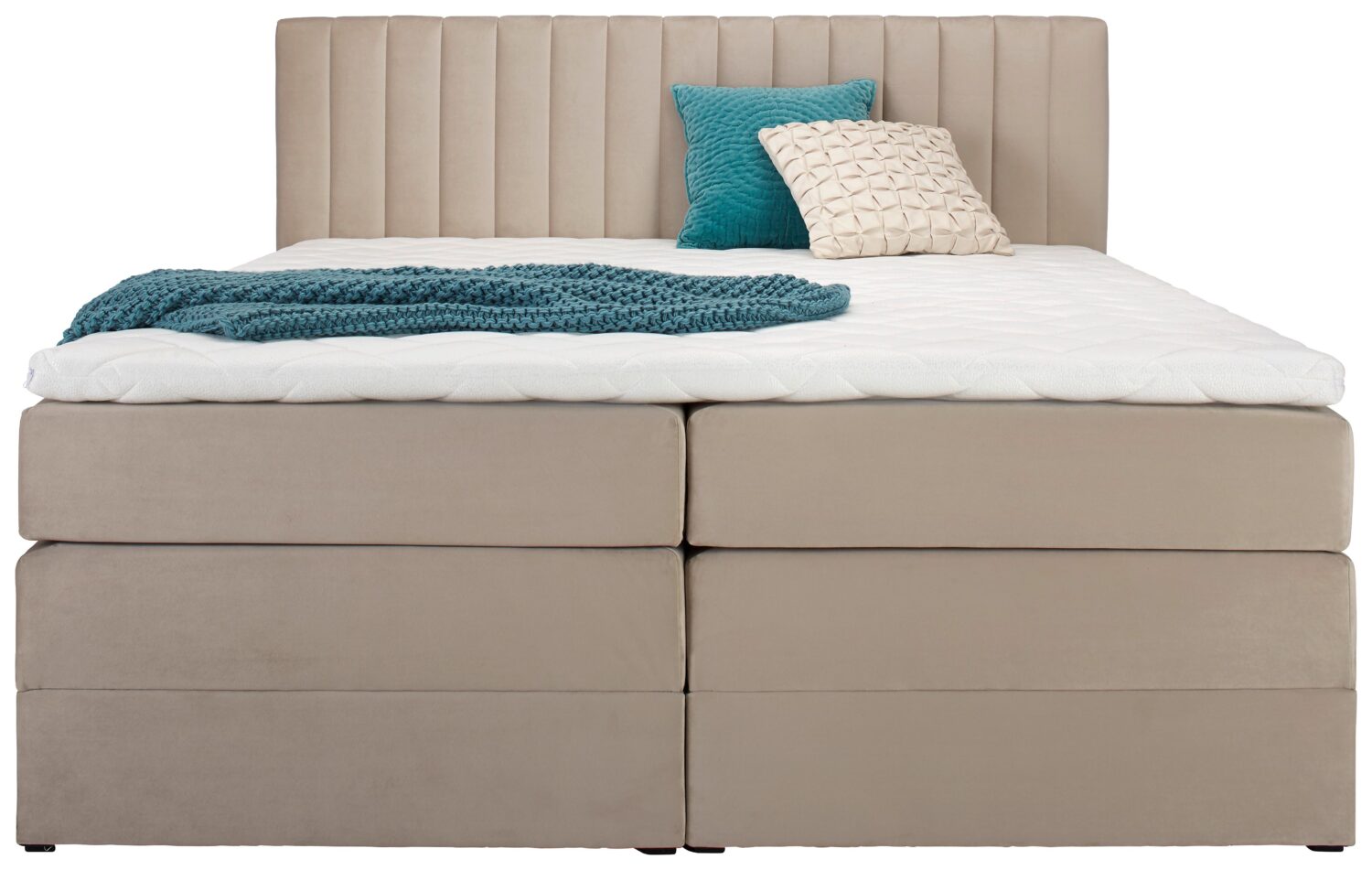 Boxspringbett Simon in Beige ca. 160x200cm Holz, Textil Premium Living Möbel > Betten > Boxspringbetten Beige