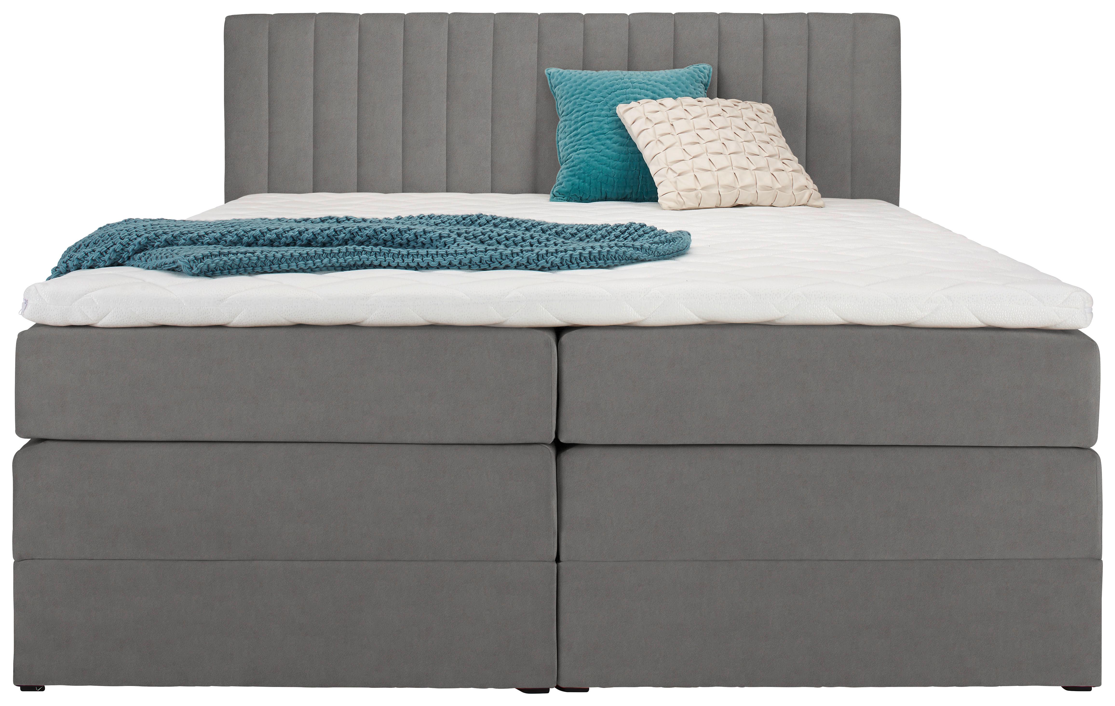 Boxspringbett Simon in Hellgrau ca. 180x200cm Holz, Metall, Textil, Holzwerkstoff Premium Living Möbel > Betten > Doppelbetten Grau