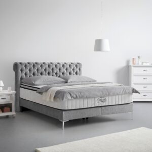 Boxspringbett Queen in Grau ca. 160x200cm Textil Premium Living Möbel > Betten > Boxspringbetten Grau