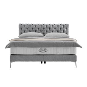 wohnli-moebel-suche-000298013013-1 Boxspringbett Queen in Dunkelgrau ca. 180x200cm Textil Premium Living Möbel > Betten > Doppelbetten Grau