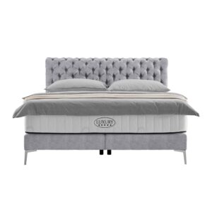 wohnli-moebel-suche-000298013023-1 Boxspringbett Queen in Hellgrau ca. 180x200cm Textil Premium Living Möbel > Betten > Doppelbetten Grau