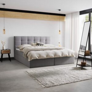 Wohnli Möbelsuche - Boxbett Marselie ca. 200x200 cm Grau mit Topper
