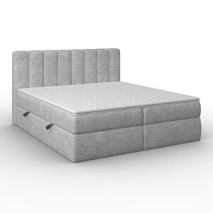 wohnli-moebel-suche-000298016202-1 Boxbett Mala Hellgrau ca. 180x200 cm mit Topper Holz, Textil, Holzwerkstoff Bessagi Home Möbel > Betten > Boxspringbetten Grau