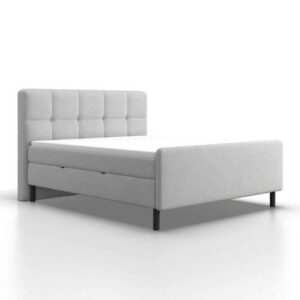 wohnli-moebel-suche-000298016302-1 Boxbett Marbella Hellgrau ca. 180x200 cm mit Topper Holz, Textil, Holzwerkstoff Bessagi Home Möbel > Betten > Boxspringbetten Grau